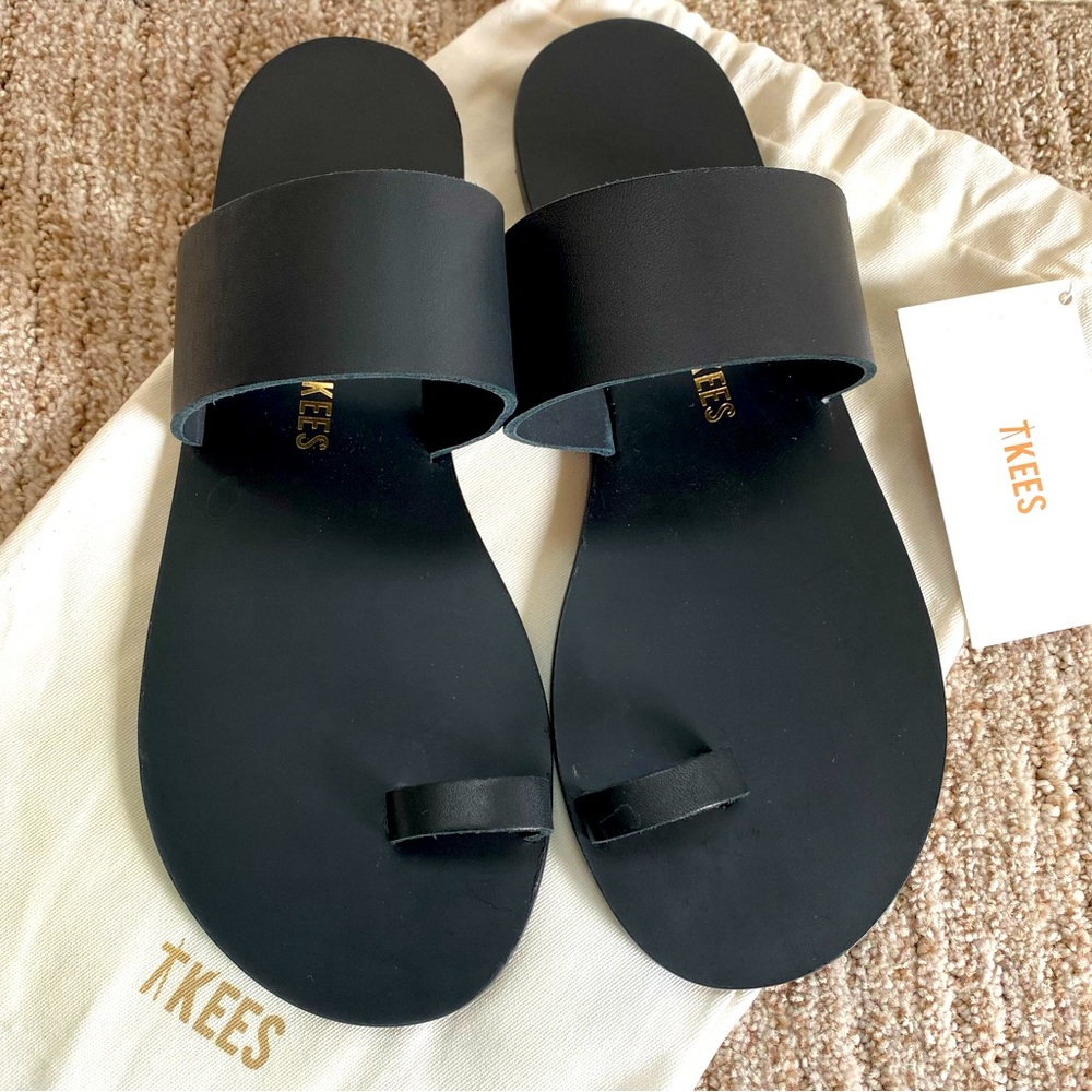 Tkees “Dem” Vegan Leather Sandals in Black